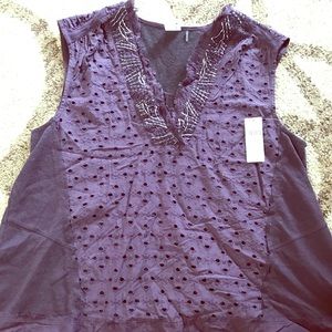 Purple eyelet sleeveless shirt